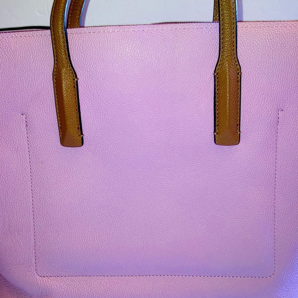 Kate Spade Large Pebbled Leather Lavender and Cream Tote Bag with Brown Handles - Picture 7 of 16